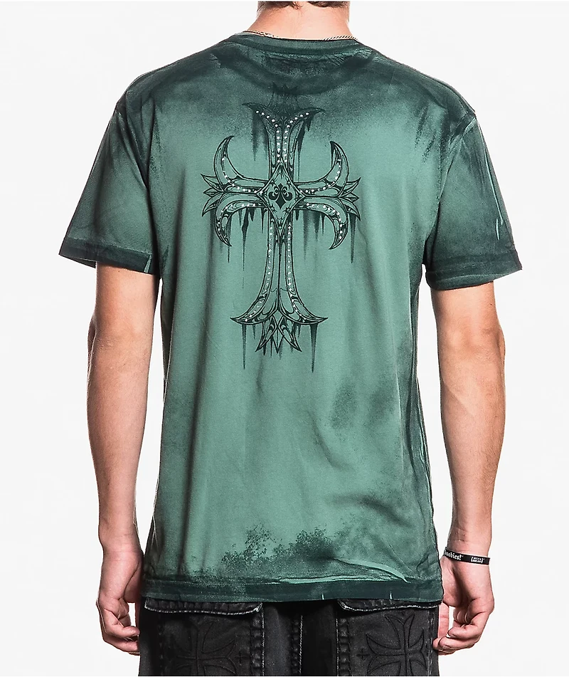 Affliction Jump Rhinestone Lily Pad Wash T-Shirt