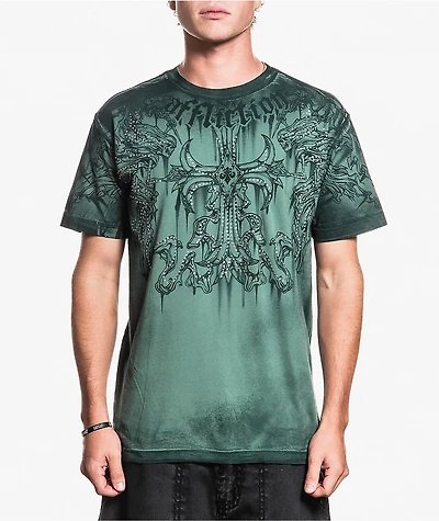 Affliction Jump Rhinestone Lily Pad Wash T-Shirt