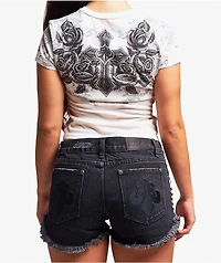 Affliction Keep The Faith White Crop T-Shirt