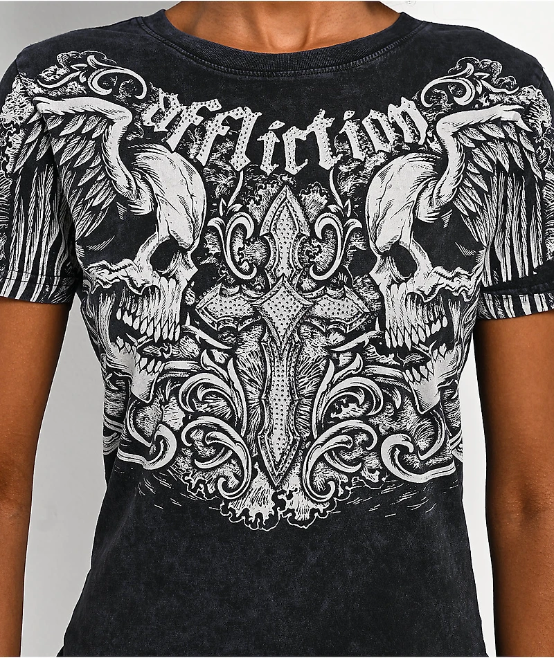 Affliction Keeper Black Wash Cutout T-Shirt