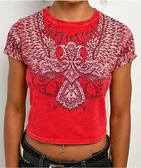 Affliction Kingdom Red Crop T-Shirt
