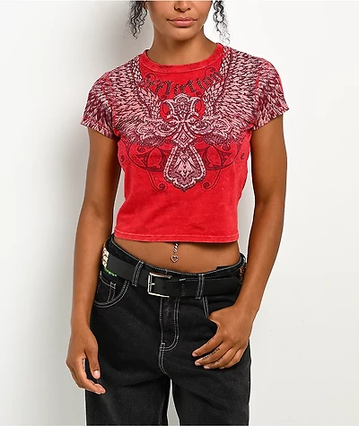 Affliction Kingdom Red Crop T-Shirt