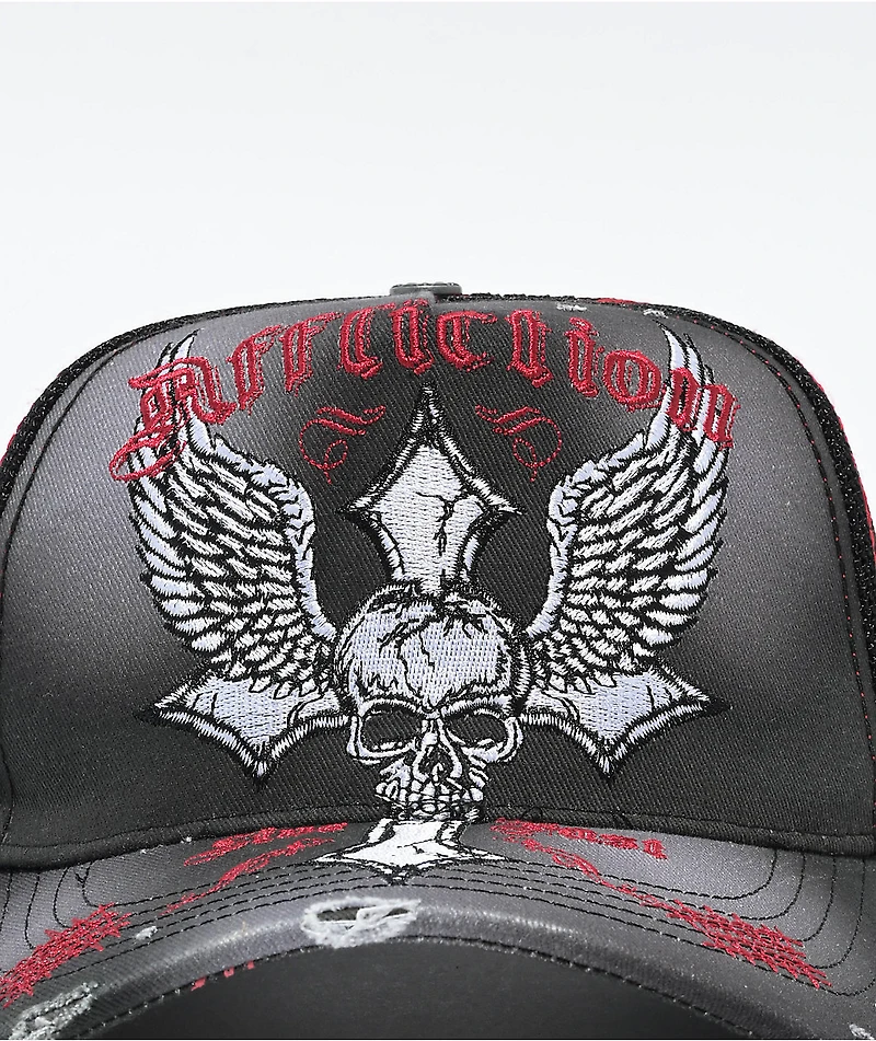 Affliction Live Fast Black Wash Trucker Hat