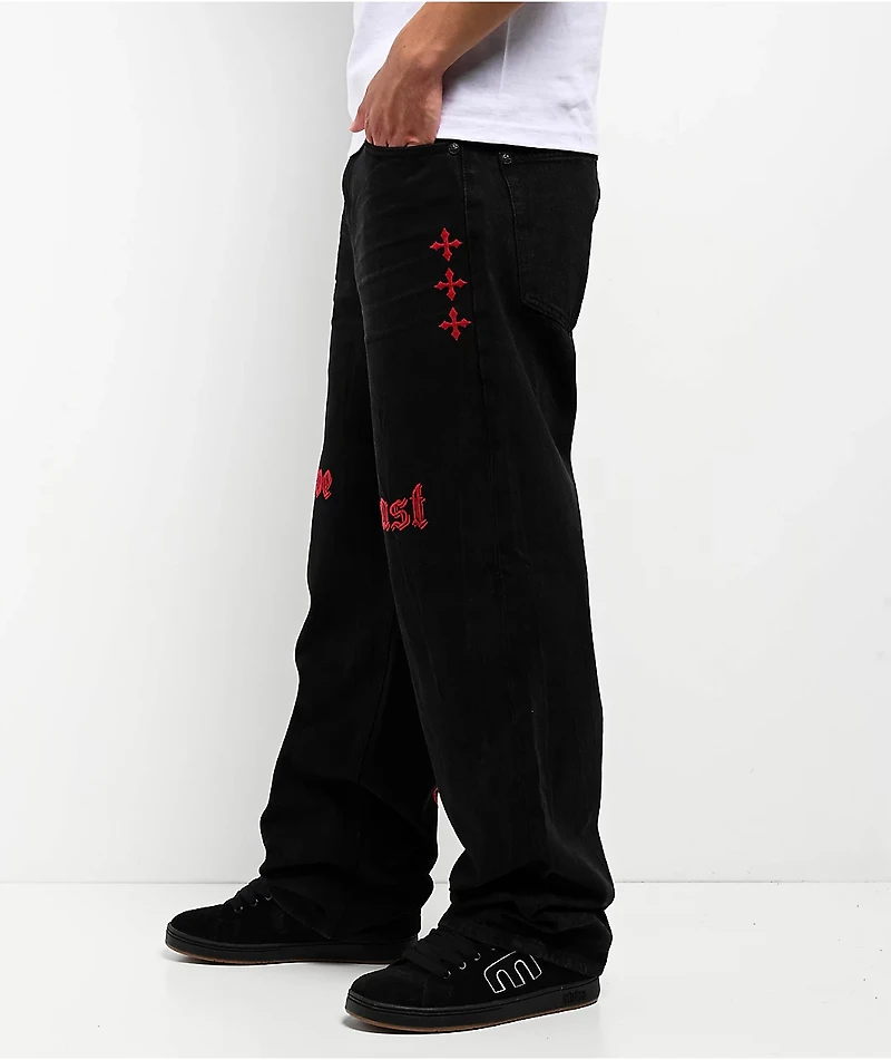 Affliction Live Fast Black Wide Leg Jeans