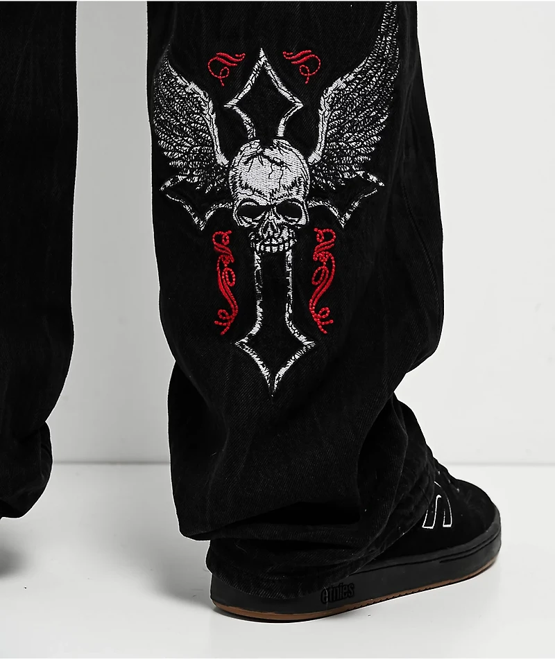 Affliction Live Fast Black Wide Leg Jeans
