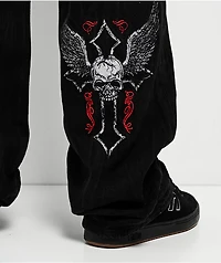 Affliction Live Fast Black Wide Leg Jeans
