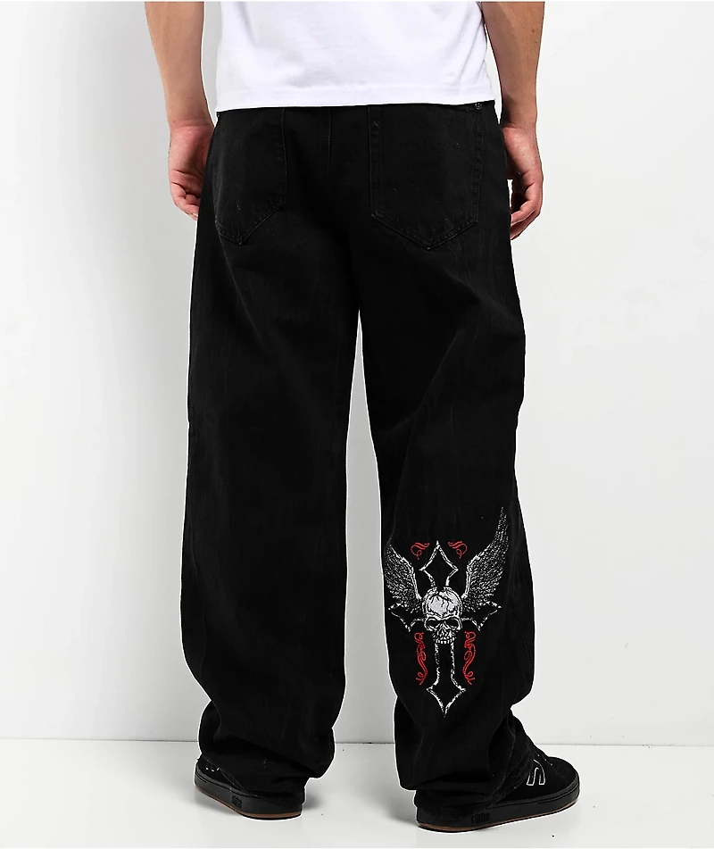 Affliction Live Fast Black Wide Leg Jeans