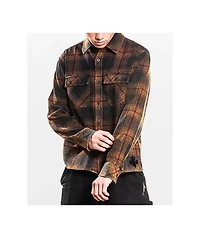 Affliction Live Fast Orange & Black Flannel Shirt