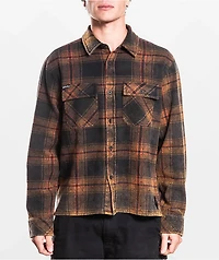 Affliction Live Fast Orange & Black Flannel Shirt