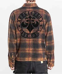 Affliction Live Fast Orange & Black Flannel Shirt