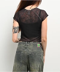 Affliction Loki Mesh Black Crop T-Shirt