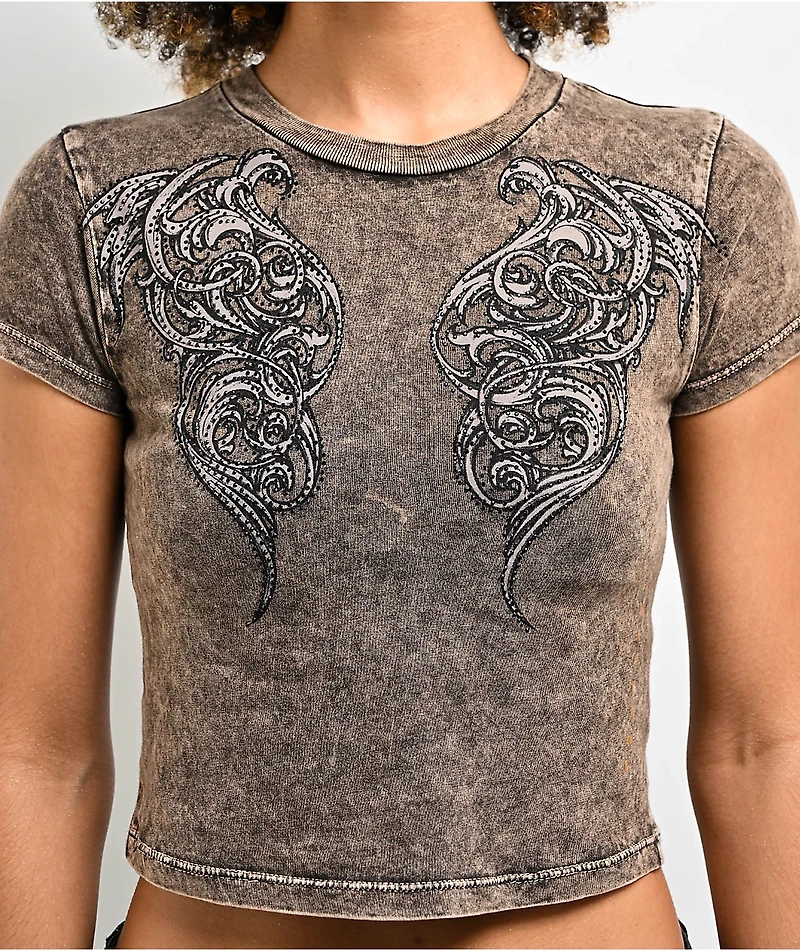 Affliction Lovington Black Wash Crop T-Shirt