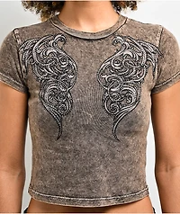 Affliction Lovington Black Wash Crop T-Shirt