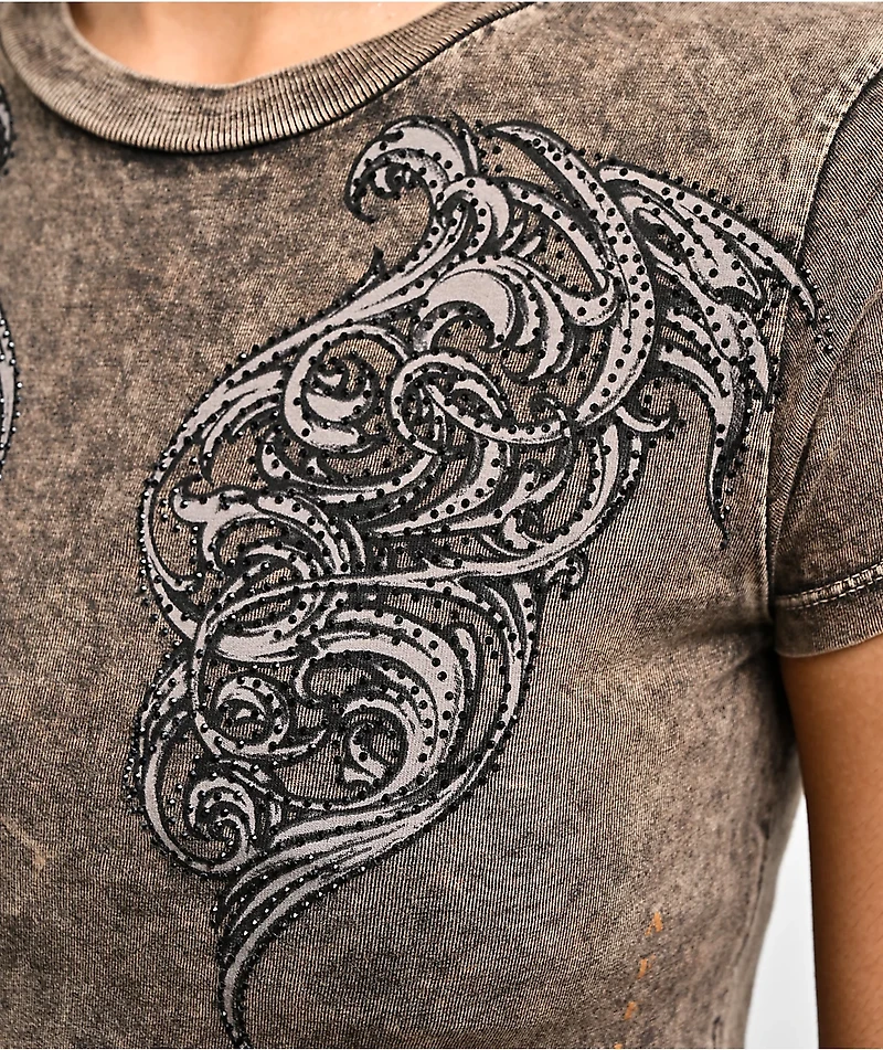 Affliction Lovington Black Wash Crop T-Shirt