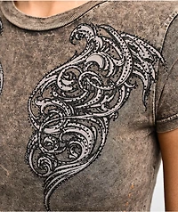 Affliction Lovington Black Wash Crop T-Shirt