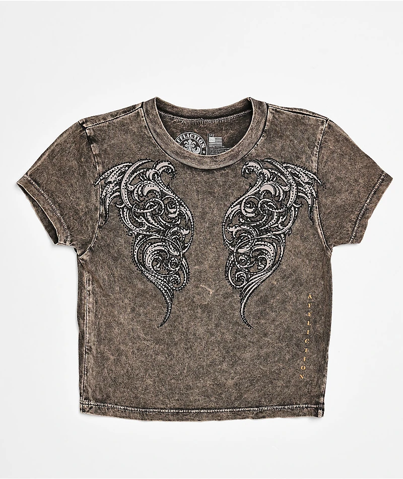 Affliction Lovington Black Wash Crop T-Shirt
