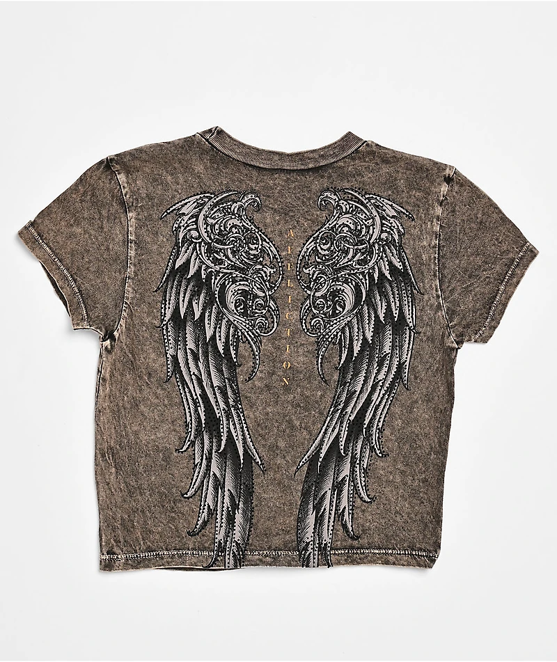 Affliction Lovington Black Wash Crop T-Shirt