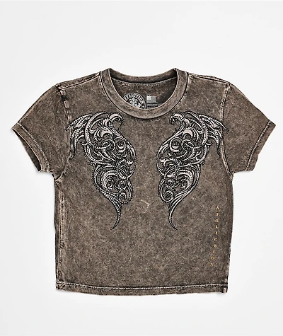 Affliction Lovington Black Wash Crop T-Shirt