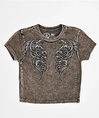 Affliction Lovington Black Wash Crop T-Shirt