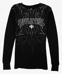 Affliction Lovita Black Thermal Long Sleeve T-Shirt