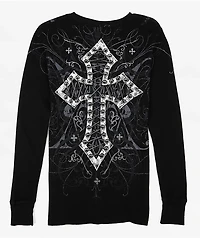 Affliction Lovita Black Thermal Long Sleeve T-Shirt