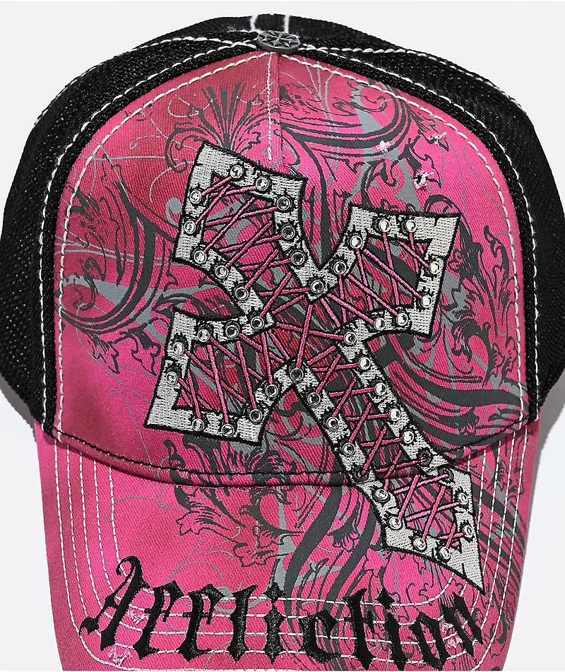 Affliction Lovita Pink Trucker Hat