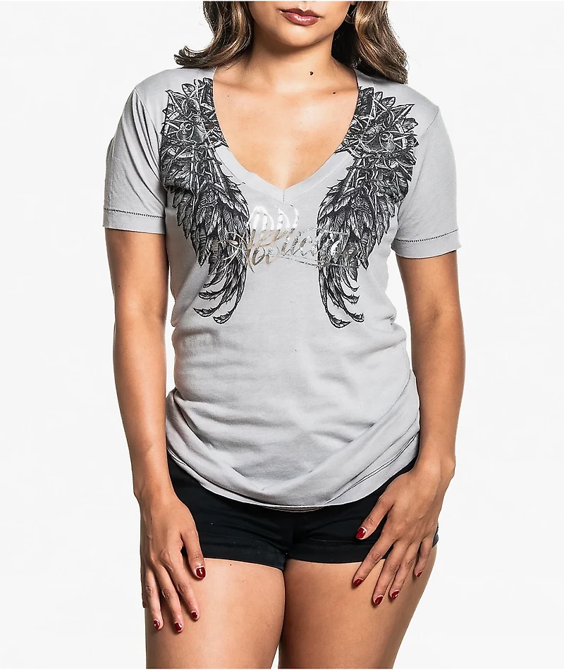 Affliction Medallion Grey V-Neck T-Shirt