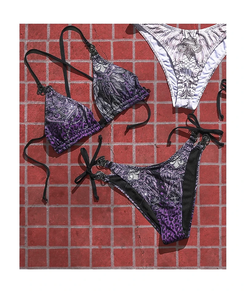 Affliction Medallion Purple Bikini Bottom