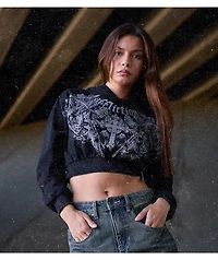 Affliction Mortal Veil Black Wash Crop Hoodie