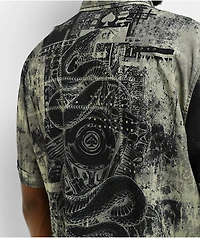 Affliction Motorway Chaos Charcoal Wash Short Sleeve Button Up Shirt