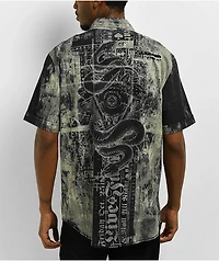 Affliction Motorway Chaos Charcoal Wash Short Sleeve Button Up Shirt