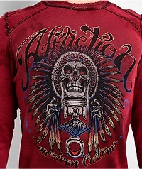 Affliction Native Auto Reversible Red & Black Wash Thermal Long Sleeve T-Shirt