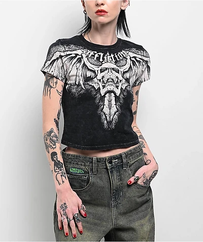 Affliction Night Screamer Black Lava Wash Crop T-Shirt