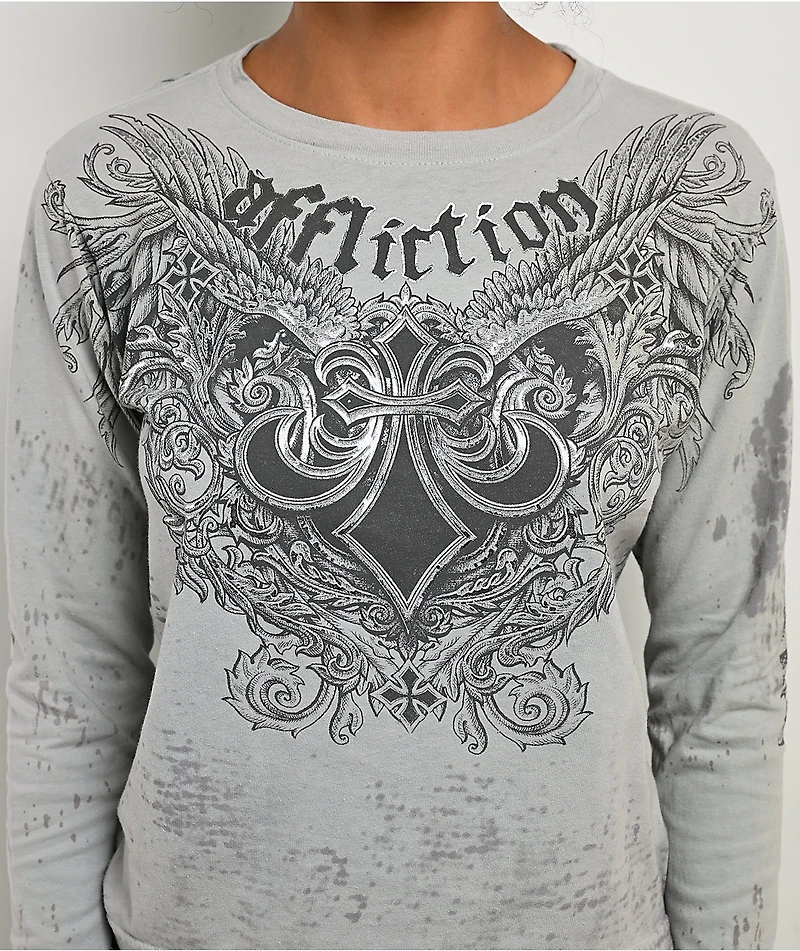 Affliction Omen Grey Tie Dye Long Sleeve T-Shirt