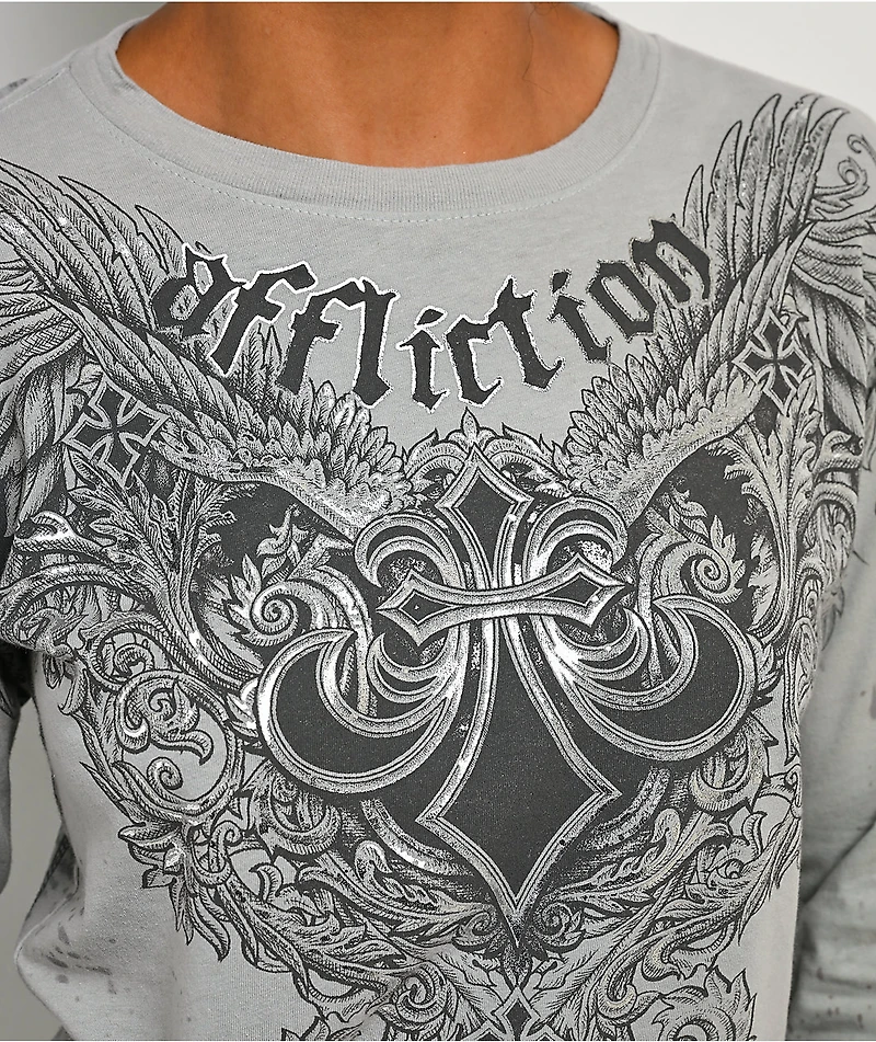 Affliction Omen Grey Tie Dye Long Sleeve T-Shirt
