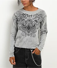 Affliction Omen Grey Tie Dye Long Sleeve T-Shirt