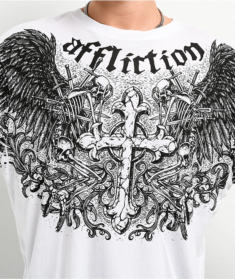 Affliction Ominous Shadow White & Grey 2fer Long Sleeve T-Shirt