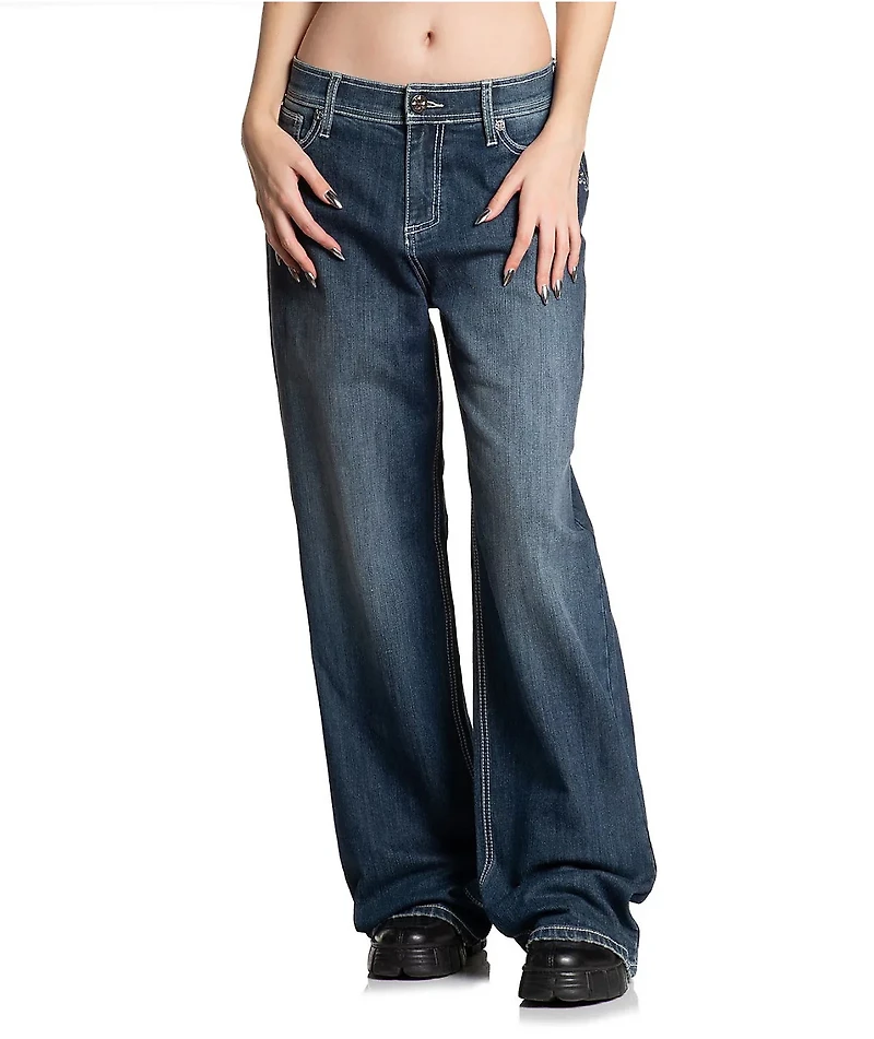 Affliction Penelope Blue Wash Wide Leg Jeans