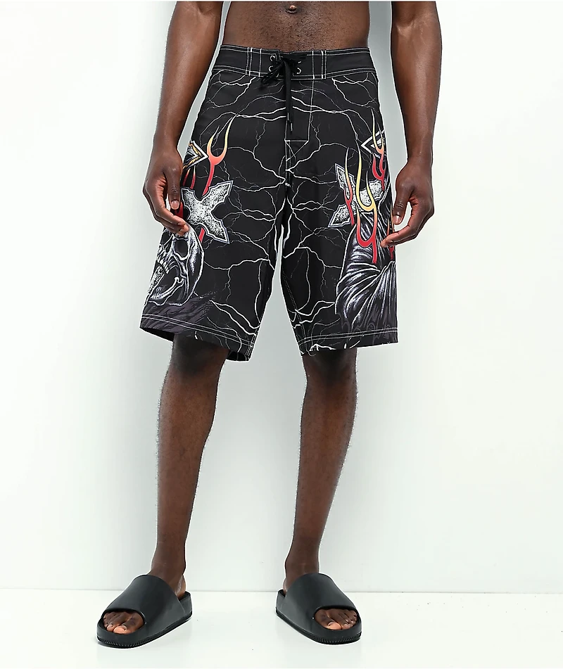 Affliction Phantom Fire Black Board Shorts