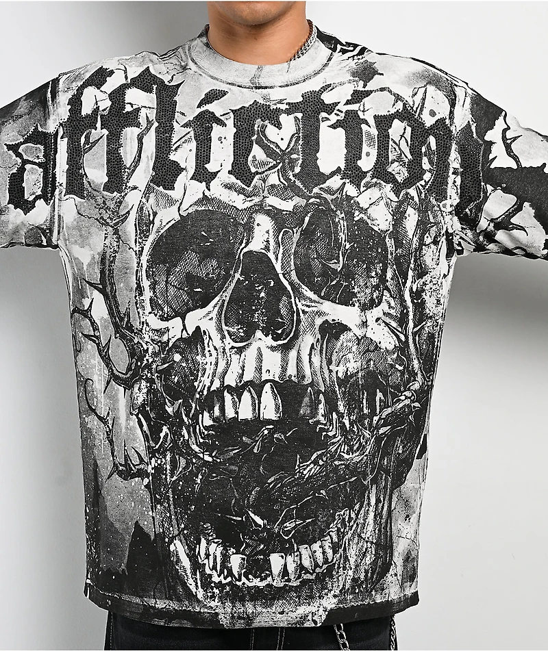 Affliction Poison Wasteland White & Black 2fer Long Sleeve T-Shirt