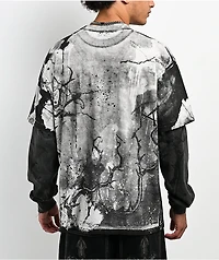 Affliction Poison Wasteland White & Black 2fer Long Sleeve T-Shirt