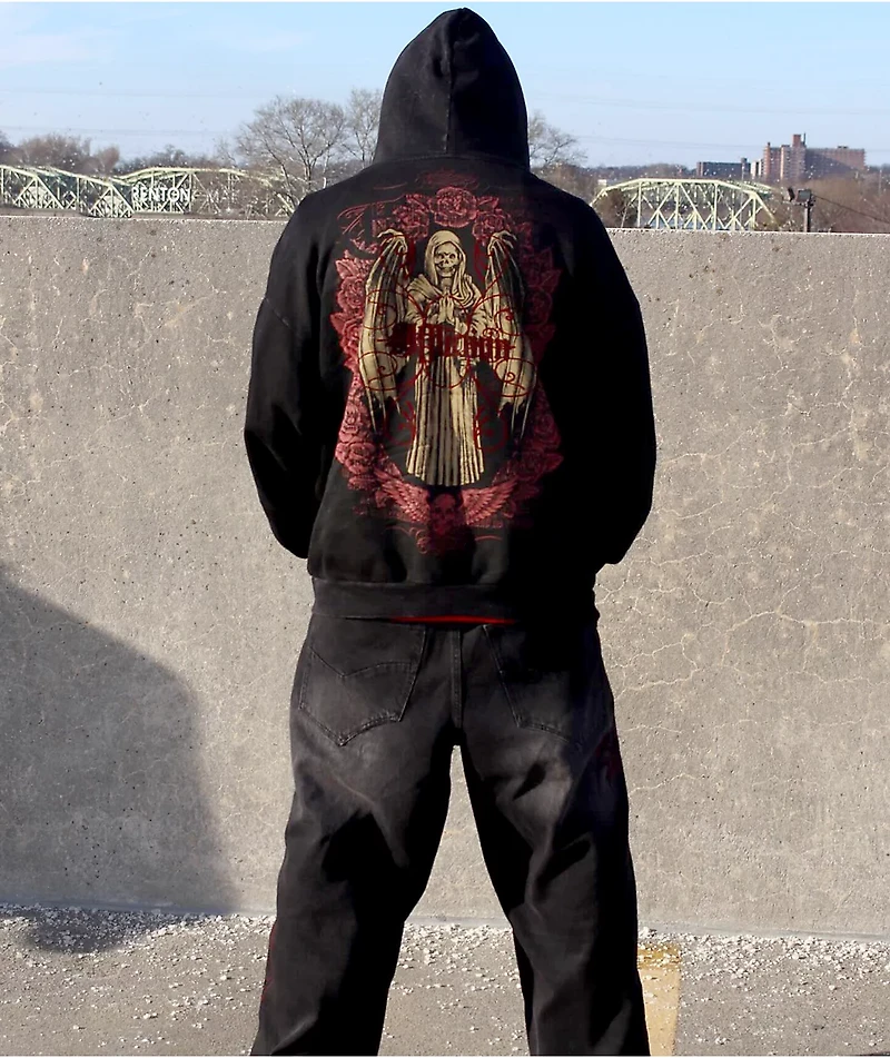 Affliction Prayer Black Wash Zip Hoodie