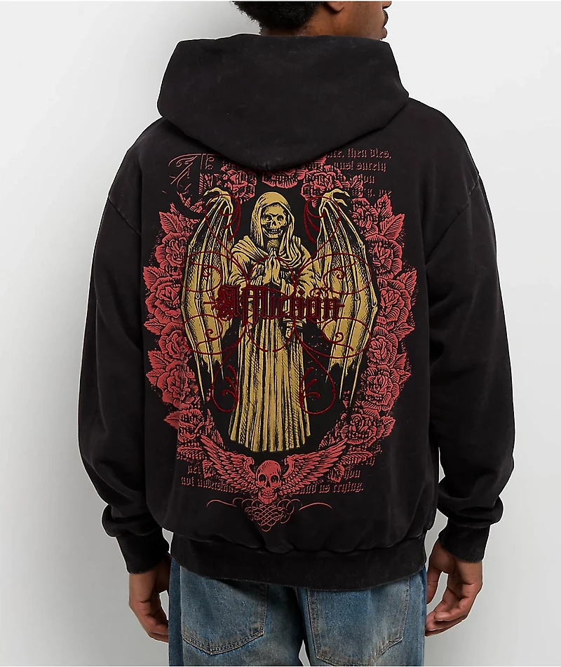 Affliction Prayer Black Wash Zip Hoodie