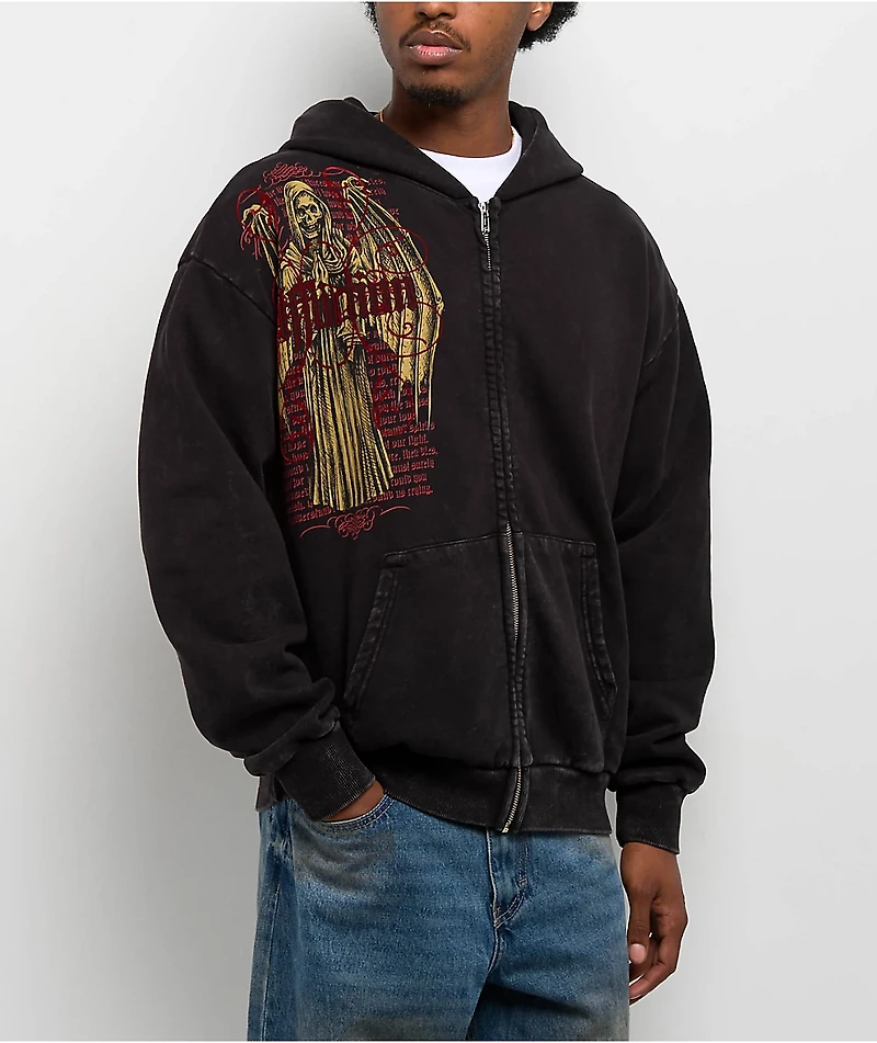 Affliction Prayer Black Wash Zip Hoodie