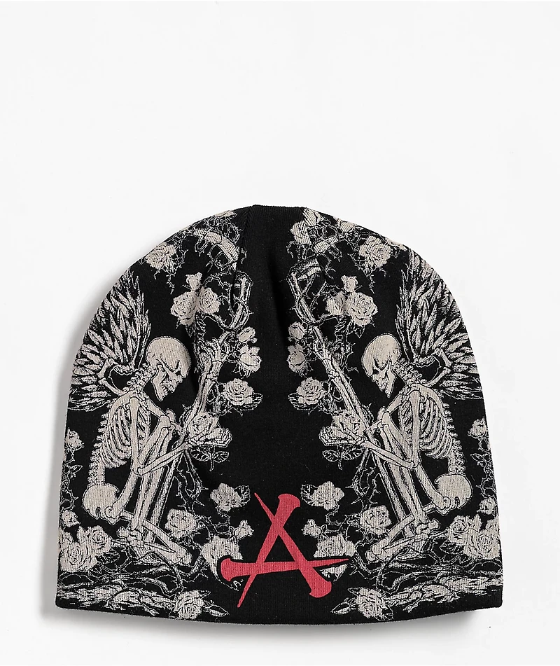 Affliction Prayer Nails Black Reversible Skully Beanie
