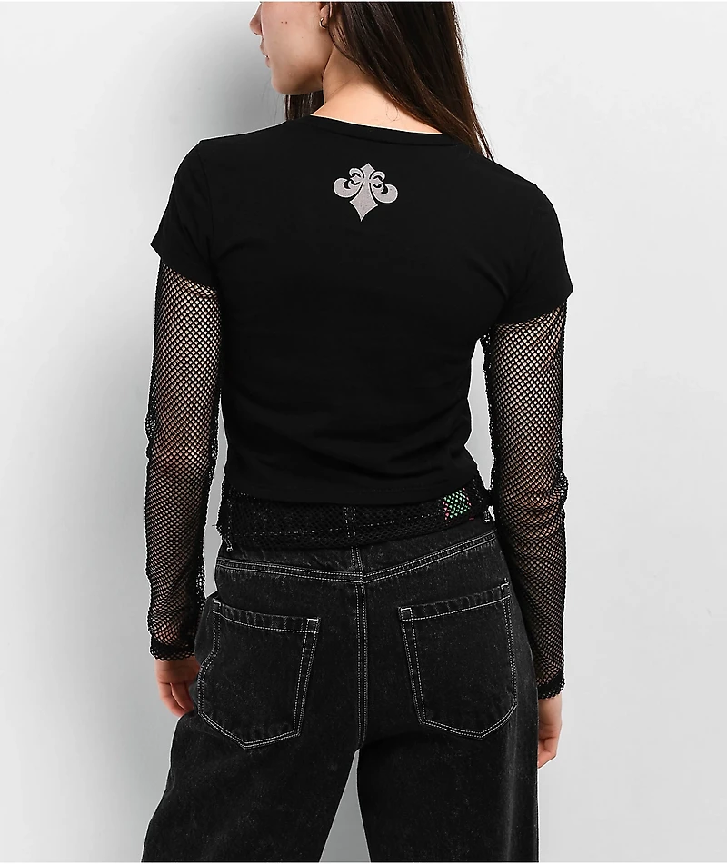 Affliction Primal Black 2Fer Crop Long Sleeve T-Shirt