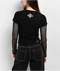 Affliction Primal Black 2Fer Crop Long Sleeve T-Shirt