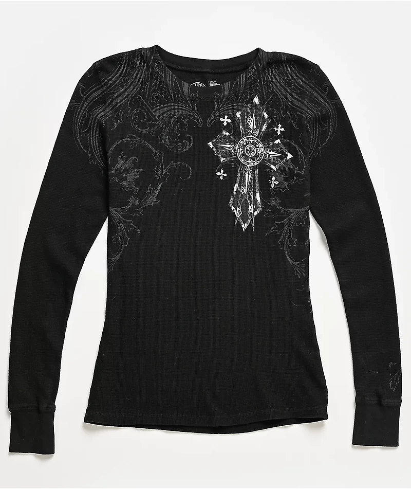 Affliction Registered Black Thermal Long Sleeve T-Shirt