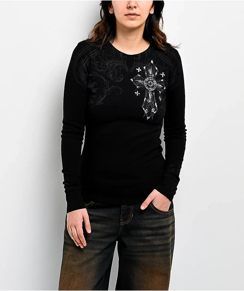 Affliction Registered Black Thermal Long Sleeve T-Shirt