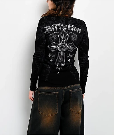 Affliction Registered Black Thermal Long Sleeve T-Shirt